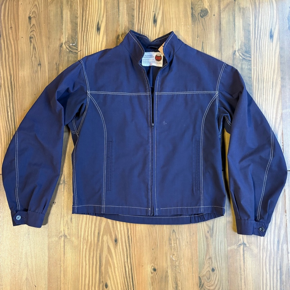Vintage 50s Zero King Navy Blue Jacket with White Stitching